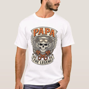 T-shirt Légende de crâne de motard Papa vintage