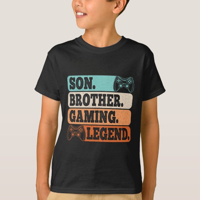T-shirt Légende de jeu vidéo de frère de fils Jeu rétro  (Devant)