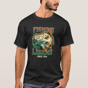 T-shirt Légende de la pêche Truite Bass Pêcheur Depuis 195