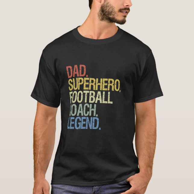 T-shirt légende de l'entraîneur de football papa superhero (Devant)