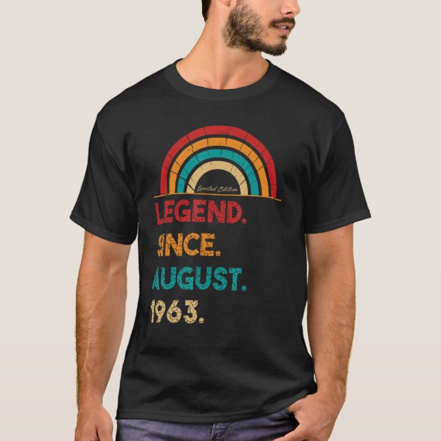 T-shirt Légende Depuis Août 1963 59ème Anniversaire Né En  (Devant)