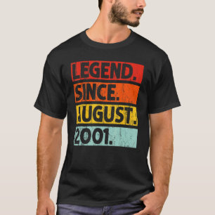 T-shirt Légende depuis août 2001 Vintage 21 ans 21 ans