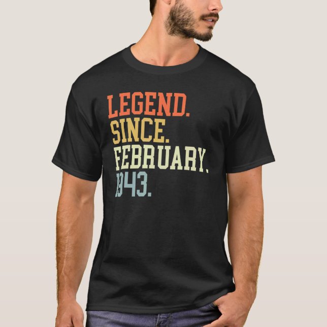 T-shirt Légende Depuis Février 1943 Pour Hommes Femmes Fév (Devant)