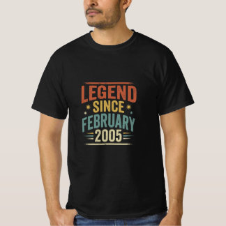 T-shirt Légende depuis février 2005 Anniversaire Rétro Vin