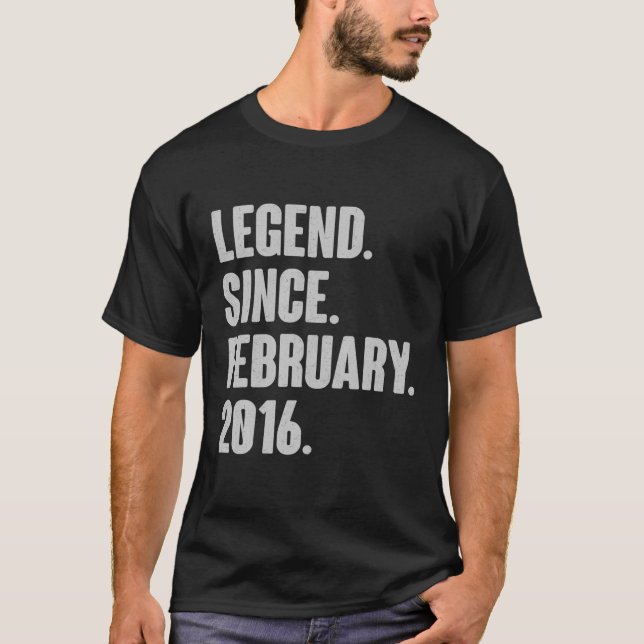 T-shirt Légende Depuis Février 2016 - 6 Ans Cadeau 6E B (Devant)