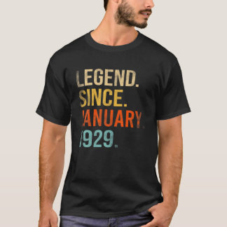 T-shirt Légende Depuis Janvier 1929 93E Anniversaire 93 An
