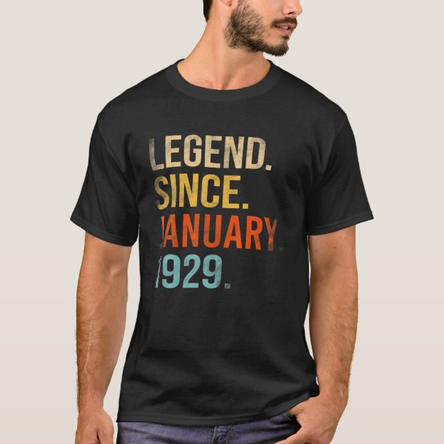 T-shirt Légende Depuis Janvier 1929 93E Anniversaire 93 An (Devant)