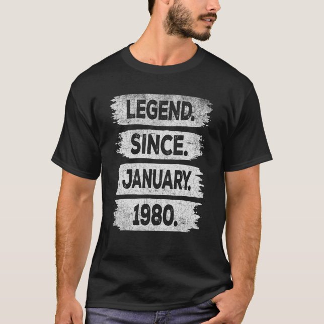 T-shirt Légende depuis janvier 1980 43 ans 43e anniversair (Devant)