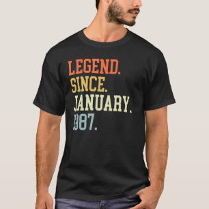 T-shirt Légende Depuis Janvier 1987 Pour Hommes Femmes 19