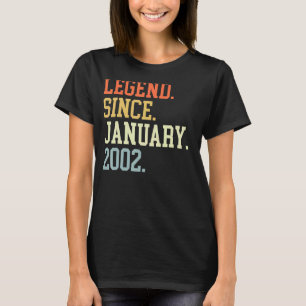 T-shirt Légende Depuis Janvier 2002 Pour Hommes Femmes Jan