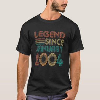 T-shirt Légende Depuis Janvier 2004 Cadeaux 18E Anniversai
