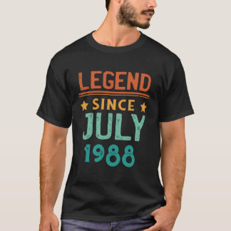 T-shirt Légende Depuis Juillet 1988 Retro 35E Anniversaire