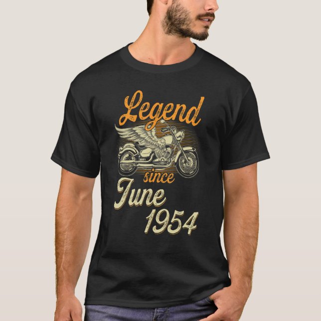 T-shirt Légende depuis juin 1954 Âge 68e Anniversaire Moto (Devant)