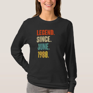 T-shirt Légende depuis juin 1980 42 ans 42e anniversaire