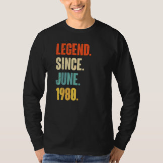 T-shirt Légende depuis juin 1980 42 ans 42e anniversaire