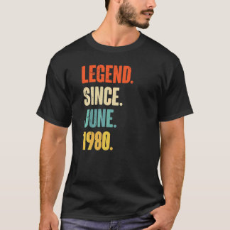 T-shirt Légende depuis juin 1980 42 ans 42e anniversaire