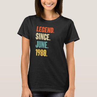 T-shirt Légende depuis juin 1980 42 ans 42e anniversaire