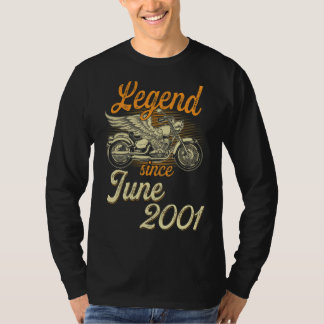 T-shirt Légende depuis juin 2001 Age 21e anniversaire Moto