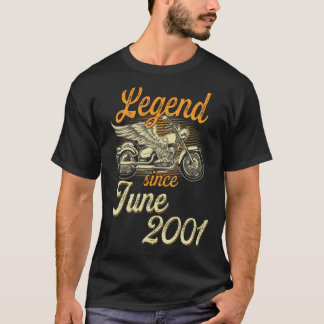 T-shirt Légende depuis juin 2001 Age 21e anniversaire Moto