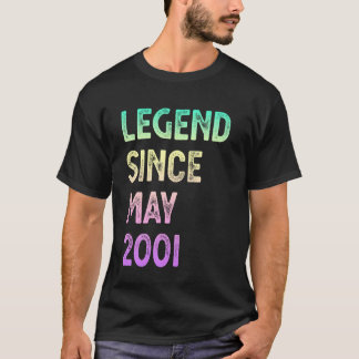 T-shirt Légende depuis mai 2001 24e anniversaire Hommes Fe