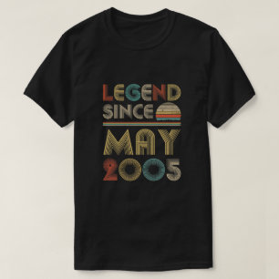 T-shirt Légende Depuis mai 2005 Cadeaux Vintages 15e anni