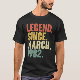 T-shirt Légende Depuis Mars 1982 40E Anniversaire 40 Ans