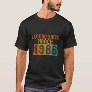 T-shirt Légende depuis mars 1986, Cadeau vintage pour 36e