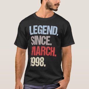T-shirt Légende depuis mars 1998 Anniversaire Vintage