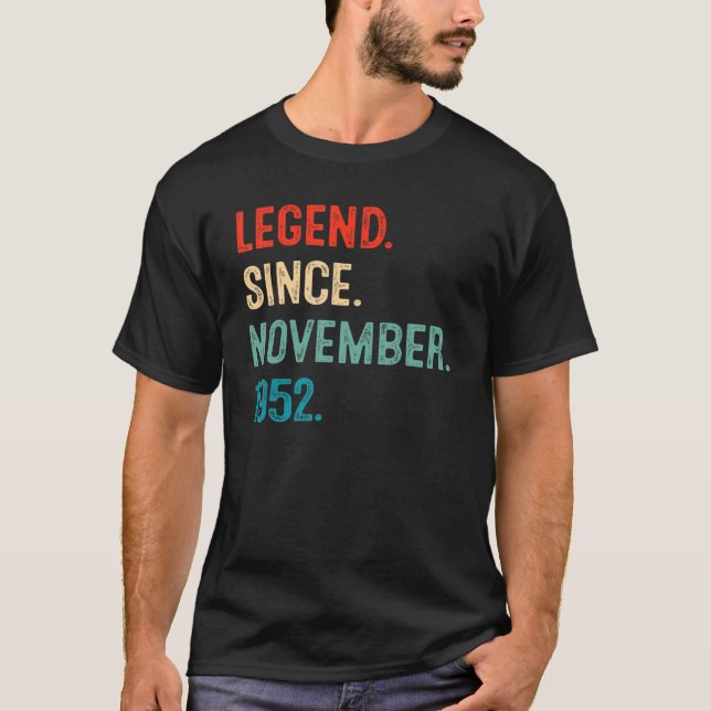 T-shirt Légende depuis novembre 1952 70e anniversaire 70 a (Devant)