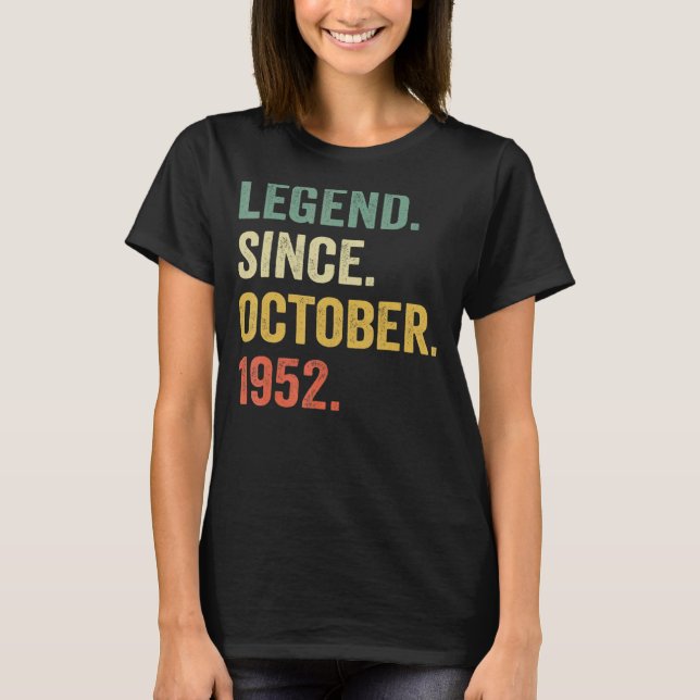 T-shirt Légende depuis octobre 1952 70e anniversaire 70 an (Devant)