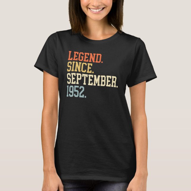 T-shirt Légende Depuis Septembre 1952 Pour Hommes Femmes S (Devant)