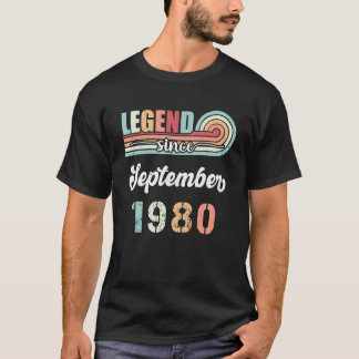 T-shirt Légende Depuis Septembre 1980 42 Ans Vintage B