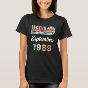 T-shirt Légende Depuis Septembre 1989 33 Ans Vintage B
