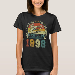 T-shirt Légende depuis septembre 1998 24 Ans 24e Birt