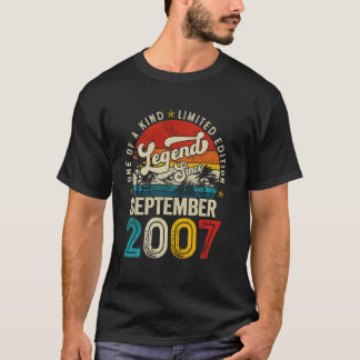 T-shirt Légende depuis septembre 2007 Vintage Rétro 18e An