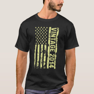 T-shirt Légende Drapeau US Vintage Depuis 2014 Pour Hommes