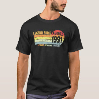 T-shirt Légende du 30e anniversaire vintage depuis août 19
