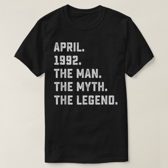 T-shirt Légende du mythe masculin Avril 1992 30e anniversa (Design devant)