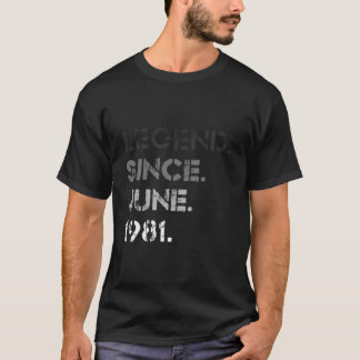 T-shirt Légende en détresse depuis juin 1981 42e anniversa