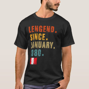 T-shirt Légende Homme Depuis Janvier 1980 42E Anniversaire