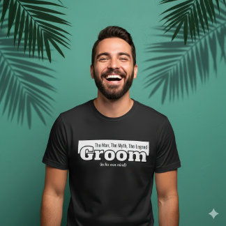 T-shirt Légende humoristique du marié en noir et blanc cél