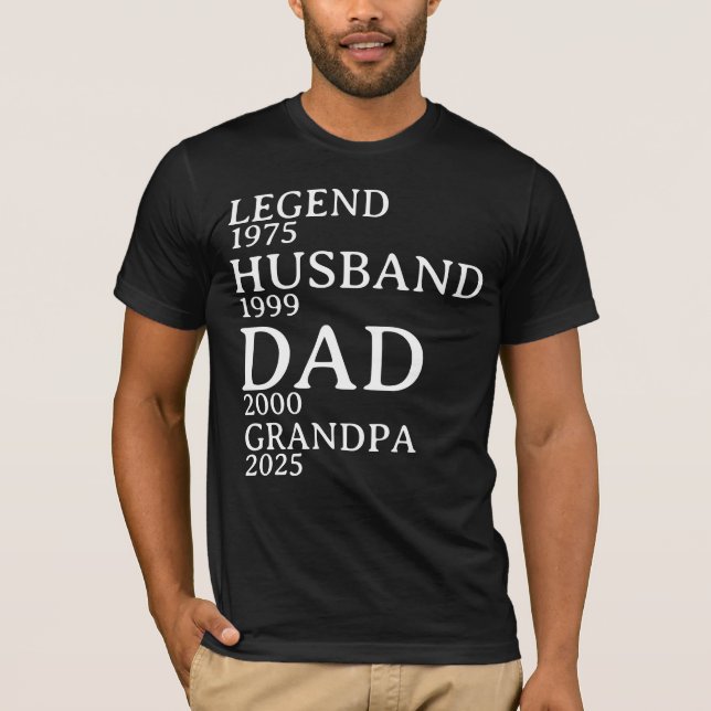 T-shirt Légende Mari Papa grand-père Années personnalisées (Devant)