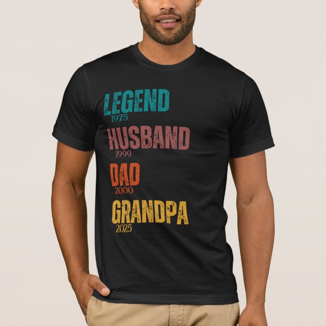 T-shirt Légende Mari papa grand-père Custom Years Retro (Devant)