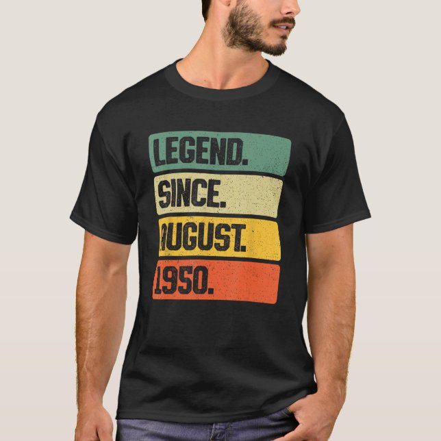 T-shirt Légende rétro depuis août 1950 73 Ans 73ème B (Devant)