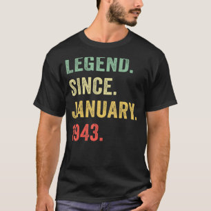 T-shirt Légende vieille de 80 ans depuis janvier 1943 80e