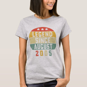 T-shirt Légende vintage de 18 ans depuis août 2005 18