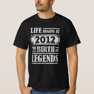 T-shirt Légende Vintage Né en 2012 Cadeau d'anniversaire V
