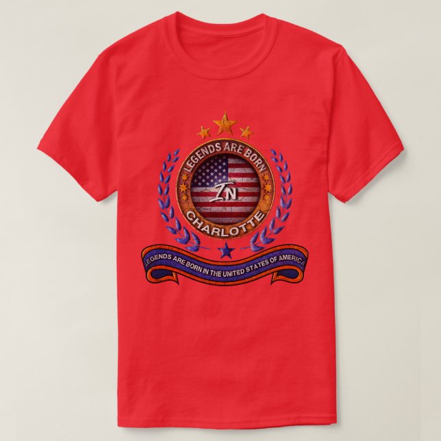 T-shirt Légendes de Charlotte North olina et Retro USA (Design devant)