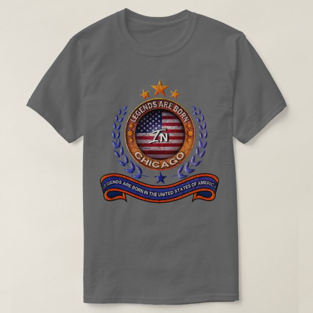 T-shirt Légendes de Chicago et Retro USA Flag (Design devant)