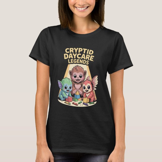 T-shirt Légendes de Garderie de Cryptide Créatures Mignonn (Devant)